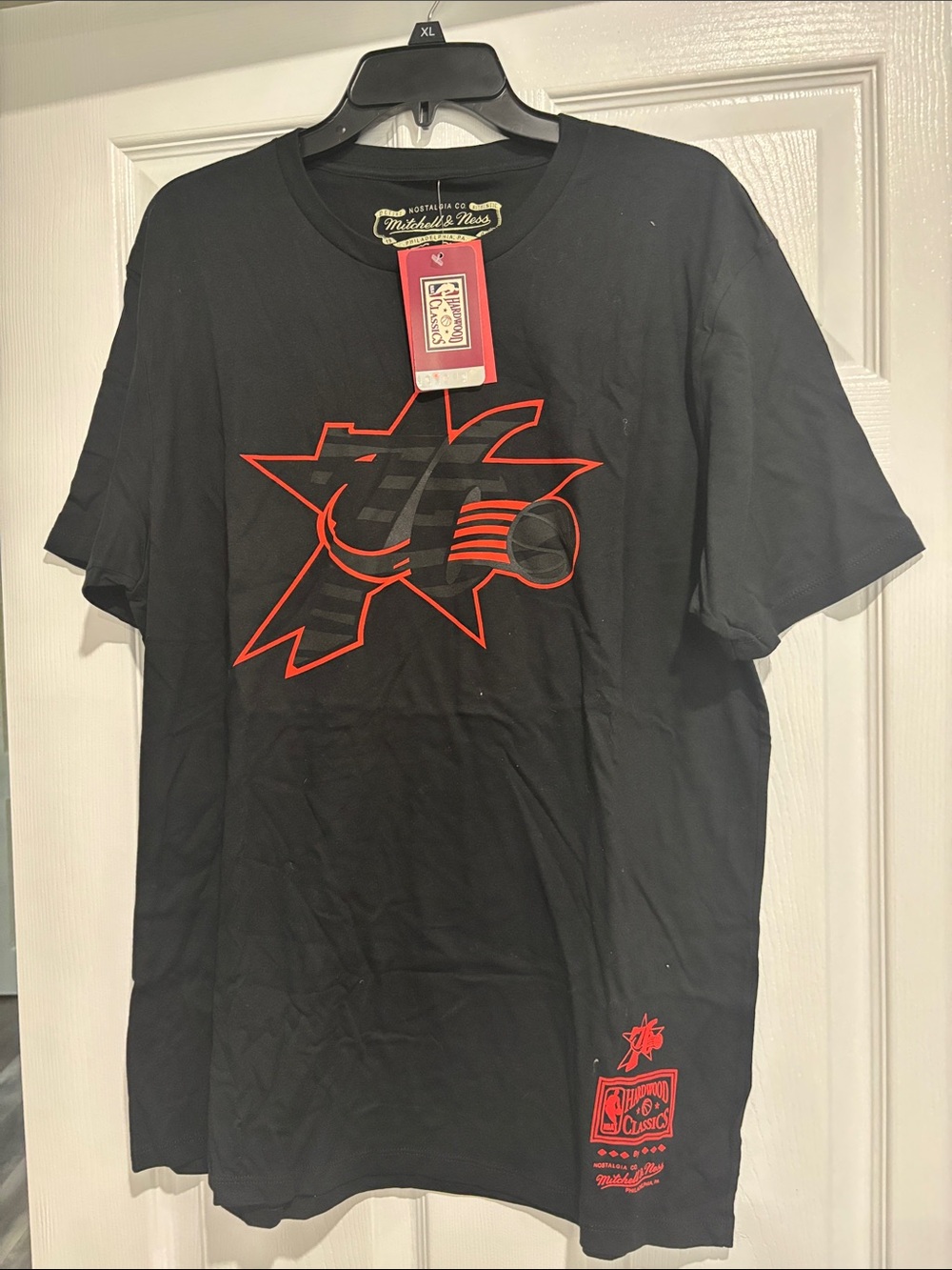 Mitchell & Ness Black Short-Sleeve Tee with Red Graphic